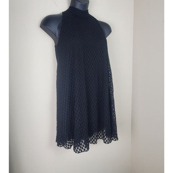 SOPRANO Black on Black Polka Dot Mesh Swing Dress | Small - Picture 2 of 10